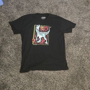 Black Graphic Tee with Dinosaur Design